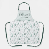 水彩花柄オールプリントエプロン エプロン (正面)