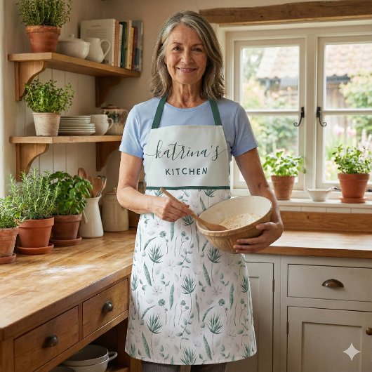 水彩花柄オールプリントエプロン エプロン