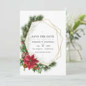 水彩花柄クリスマス幾何学ウェディング セーブザデート (スタンド正面)