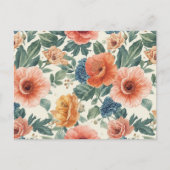 水彩花柄シームレスパターン ポストカード (正面)