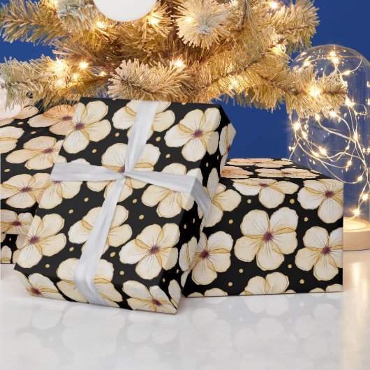 水彩花柄シームレスパターン ラッピングペーパー (クリスマス)