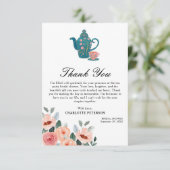 水彩花柄ティーパーティー ブライダルシャワー サンキューカード (スタンド正面)