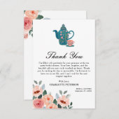 水彩花柄ティーパーティー ブライダルシャワー サンキューカード (正面/裏面)