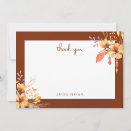 水彩花柄テラコッタ ウェディング シャワー サンキューカード