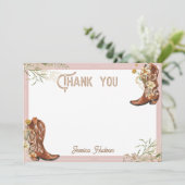 水彩花柄ブーツ&バブル ブライズシャワー サンキューカード (スタンド正面)