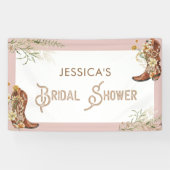 水彩花柄ブーツ & バブル ブライズシャワー 横断幕 (横)