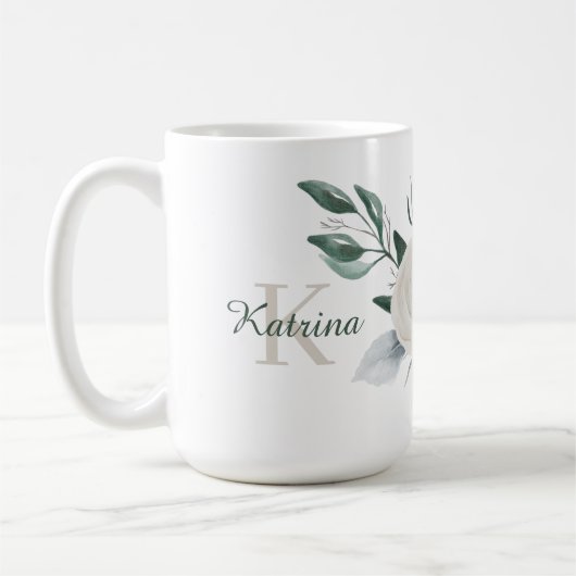 水彩花柄モノグラムマグカップ コーヒーマグカップ (左)