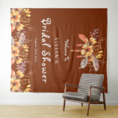 水彩花柄ラスティックウェディングシャワーウェルカム タペストリー (インサイチュ(横))