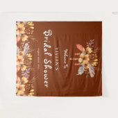 水彩花柄ラスティックウェディングシャワーウェルカム タペストリー (正面(横))