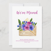 水彩花柄封筒 お引越ししました 案内状 (正面)