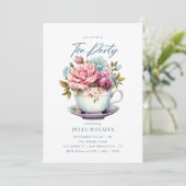 水彩花柄湯飲み茶会 招待状 (スタンド正面)
