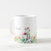 水彩花柄 オーダーメイド コーヒーマグカップ (正面左)