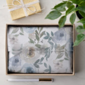 水彩花柄 ダスティーブルー フラワーネックタイラッピング 薄葉紙 (ギフト)