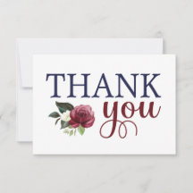 水彩花柄 ネイビー＆マロン 感謝カード