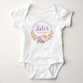 水彩花柄 世界で一番素敵な妹 ベビーボディスーツ (正面)