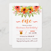 水彩花柄 二人招待状 招待状 (正面/裏面)