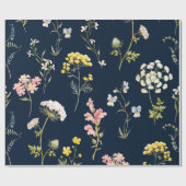 水彩花柄、繊細な花手博士 ラッピングペーパー (フラット)