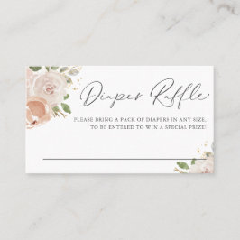 水彩花桃おむつラッフルカード 名刺