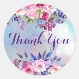 水彩花様サンクス丸シール ラウンドシール