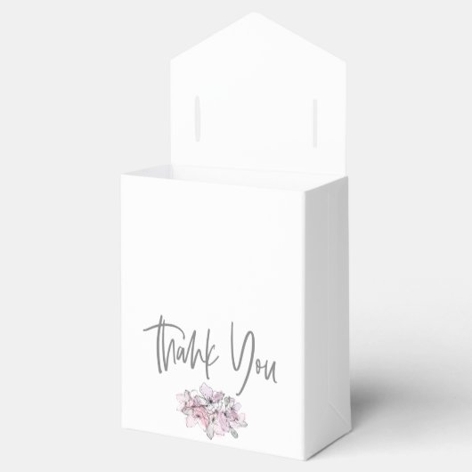 水彩花模様ありがとうお名前Date White フェイバーボックス (オープン)