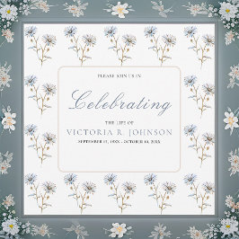 水彩花模様お祝い 招待状