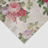 水彩花模様とスクリプトonパーチメント紙 薄葉紙 (詳細)