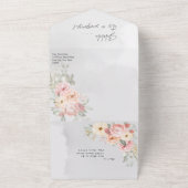 水彩花模様のシルバー ホワイト パンプキン ベイビー シャワー オールインワン招待状 (外側)