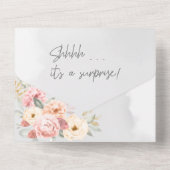 水彩花模様のシルバー ホワイト パンプキン ベイビー シャワー オールインワン招待状 (裏面)