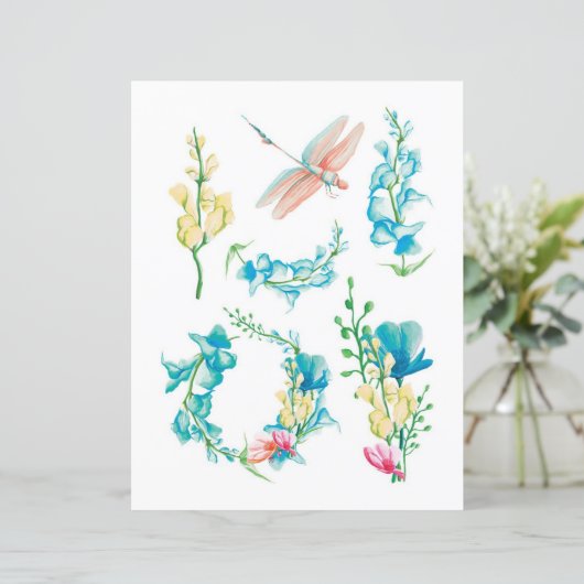 水彩花模様の切り取りとコラージュのバグ (スタンド正面)