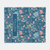 水彩花模様の家パーソナライズされた名 フリースブランケット (正面(横))