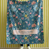 水彩花模様の家パーソナライズされた名 フリースブランケット