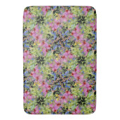 水彩花模様イエローグリーンピンク バスマット (正面縦)