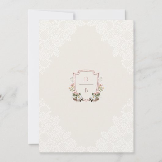 水彩花模様ウェスタンホースシューレース結婚ズ 招待状 (裏面)