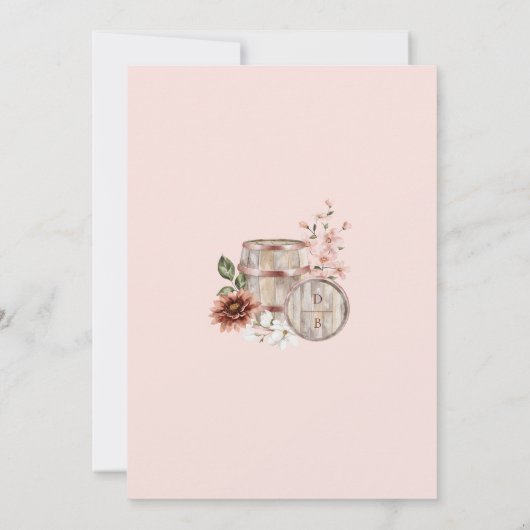 水彩花模様ウエスタンモノグラムクレスト結婚ズ 招待状 (裏面)