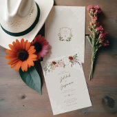 水彩花模様ウエスタンモノグラムクレスト結婚ズ 招待状