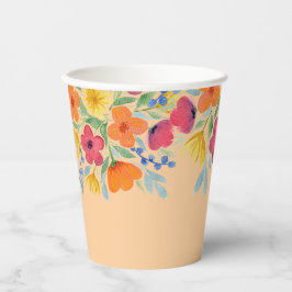 水彩花模様オンピーチ 紙コップ