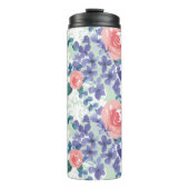 水彩花模様グリーンピンクパープルアジサイ タンブラー (正面)