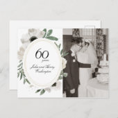 水彩花模様ゴールドフォト 60周年記念 ポストカード (正面/裏面)