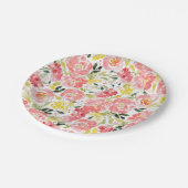 水彩花模様サテンリボン丼 ペーパープレート (アングル)