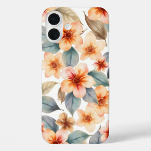 水彩花模様ショーケースソフトパステル iPhone 16 PLUSケース