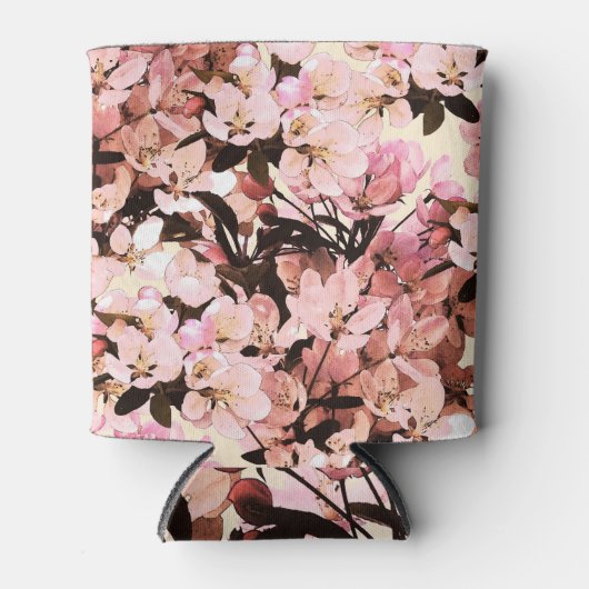 水彩花模様デザイン 缶クーラー (正面)