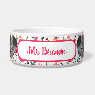 水彩花模様ハート型フォトペット ボウル