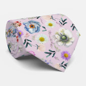 水彩花模様パステルピンク背景 ネクタイ (ロール)