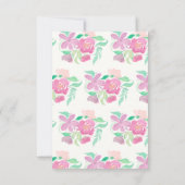 水彩花模様ピンクハンドバプテ絵を描ィスト 招待状 (裏面)