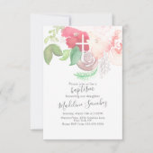 水彩花模様ピンクハンドバプテ絵を描ィスト 招待状 (正面)