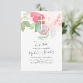 水彩花模様ピンクハンドバプテ絵を描ィスト 招待状 (スタンド正面)