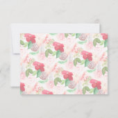 水彩花模様ピンクバプテスマベビー献身 招待状 (裏面)