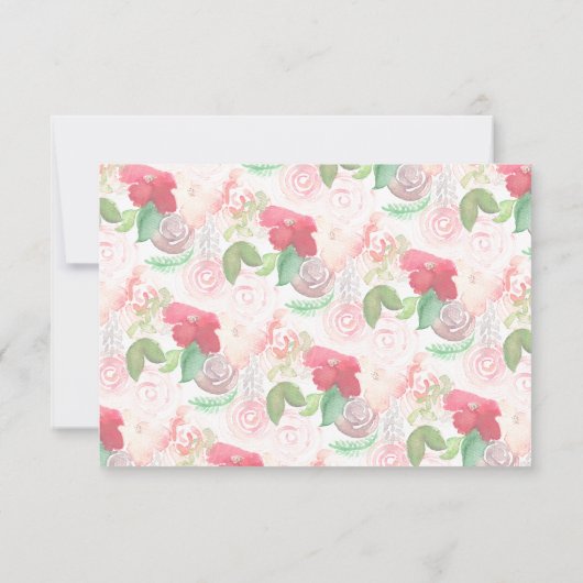 水彩花模様ピンクバプテスマベビー献身 招待状 (裏面)