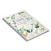 水彩花模様フェイク金ゴールドグリッター ノートブック (右側)