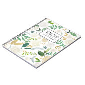 水彩花模様フェイク金ゴールドグリッター ノートブック (左側)